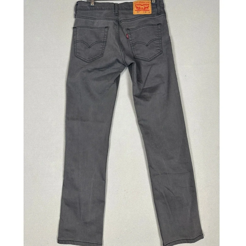 Levis 511 Jeans Mens 30X32 Charcoal Grey Slim Fit Straight Leg Red Tab Denim